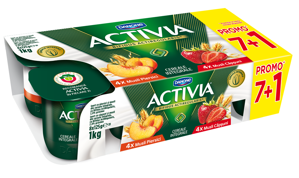 Kos Frutash Activia Drithera Luleshtrydhe/Pjeshke (7+1 cope) 1kg