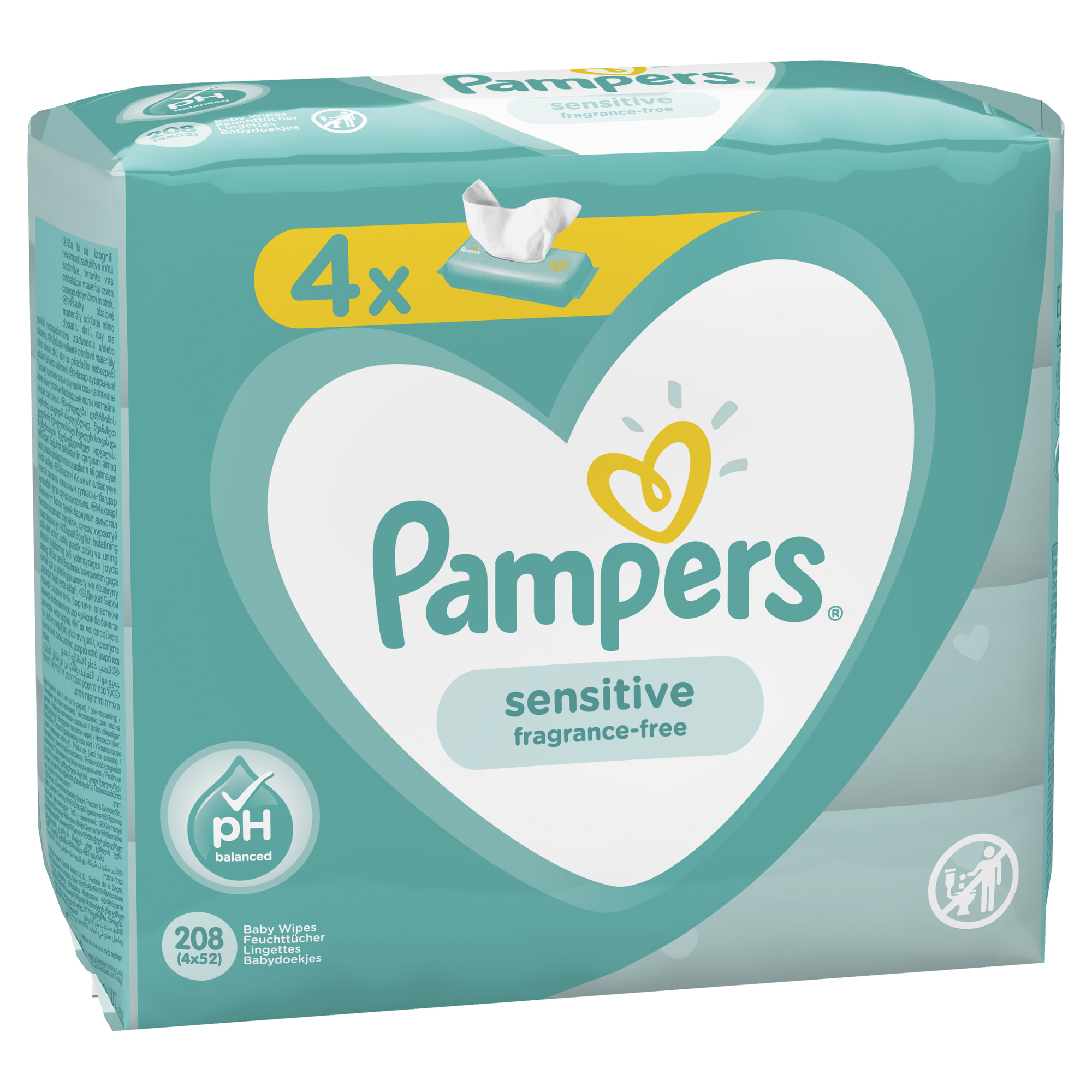 Leter Lagur Pampers Sensitive 4 pako me nga 52 cope/pako