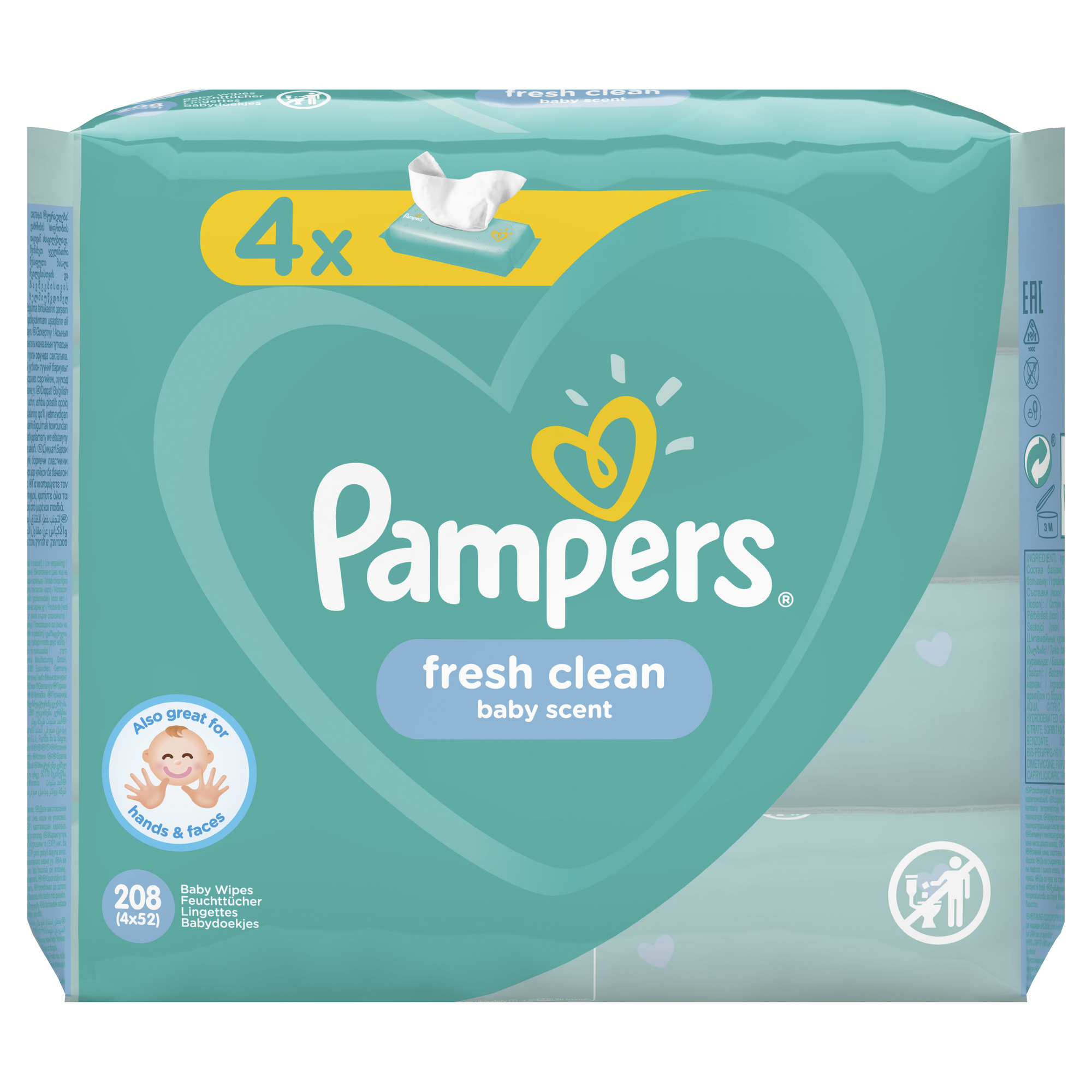 Leter Lagur Pampers Fresh Kuatro 4 pako me nga 52 cope/pako